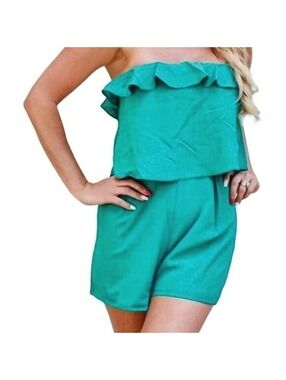 Green Ruffle Romper | Glam | Large #94